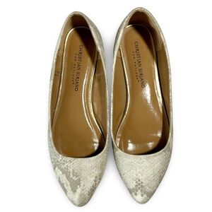 Christian Siriano Snakeskin Print Slip on Pointed Toe Ballerina Pumps Sz 6.5